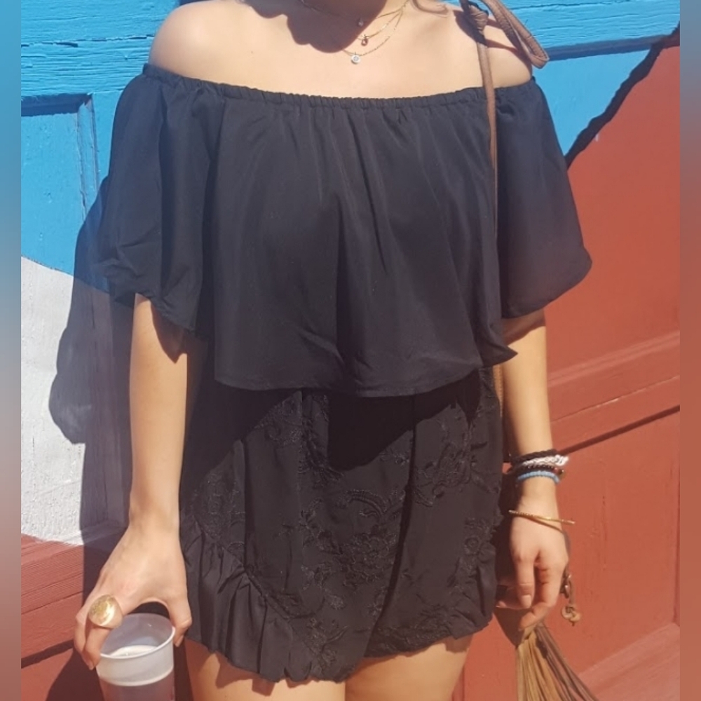 Black off the shoulder romper